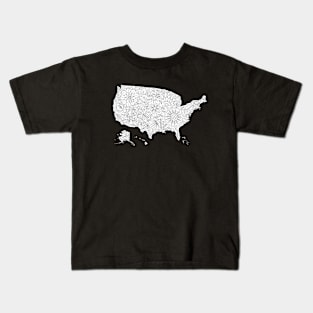 Flowers USA Map, Floral Map of the United States Kids T-Shirt